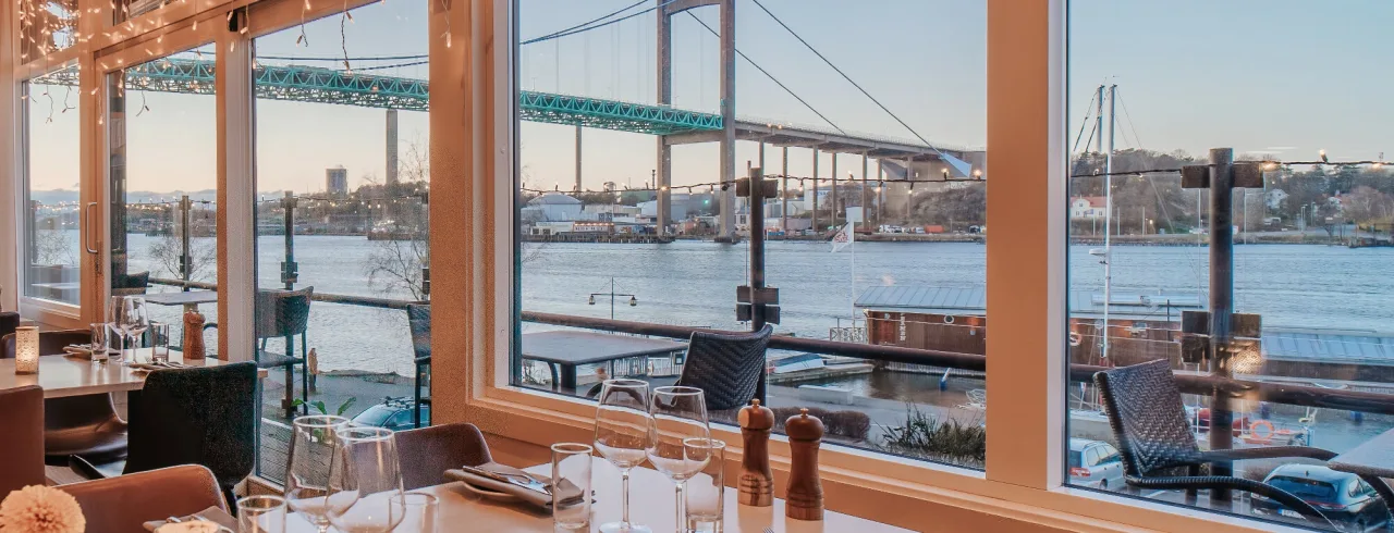 Utsikt från restaurang Brasserie Waterfront i Göteborg.