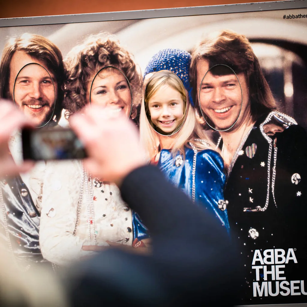 Portrait with ABBA at the ABBA Museum in Stockholm.