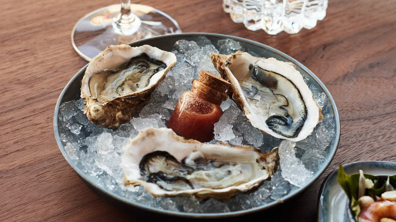 Oysters at restaurant Ahaan in Oslo.