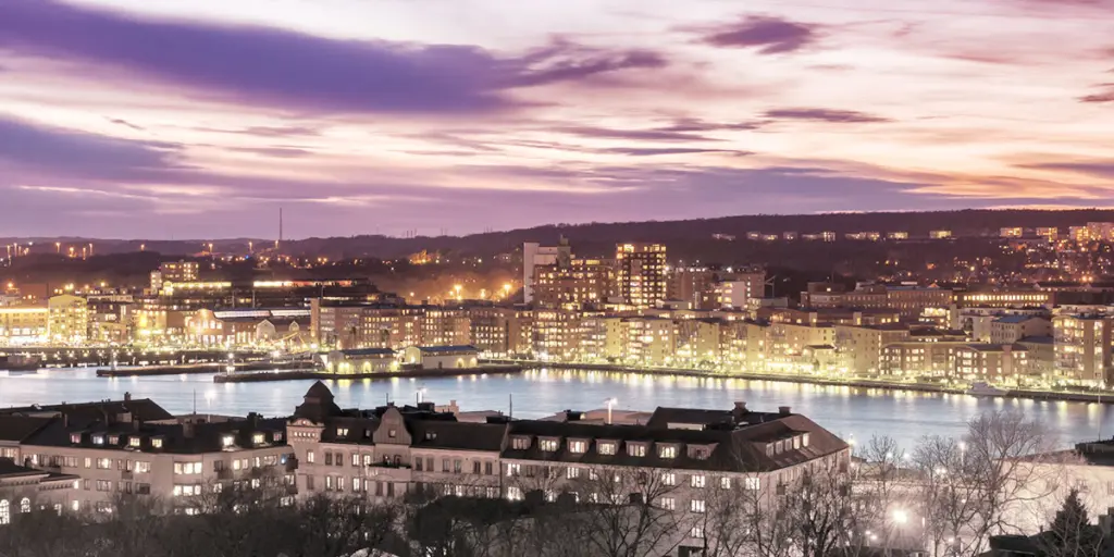 Göteborg i solnedgång