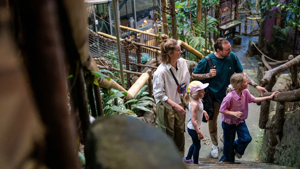 Family at amusement park Liseberg in Gothenburg.