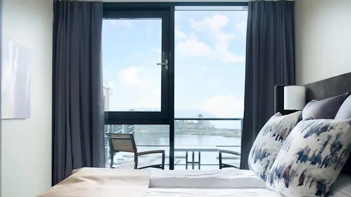 Hotel room with sea view at Son Spa in Oslo.