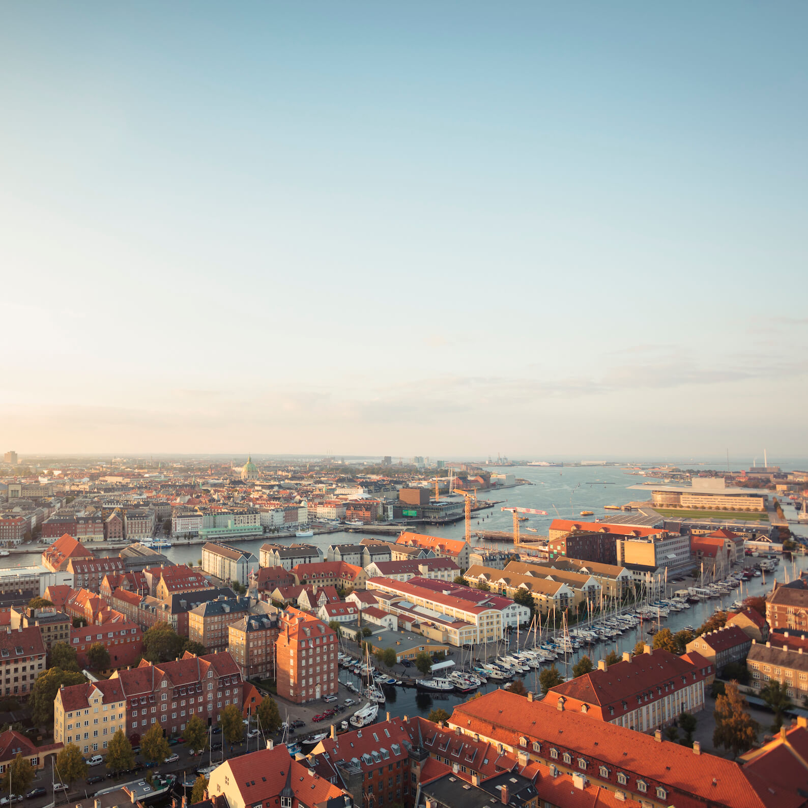 View over Copenhagen city from above.