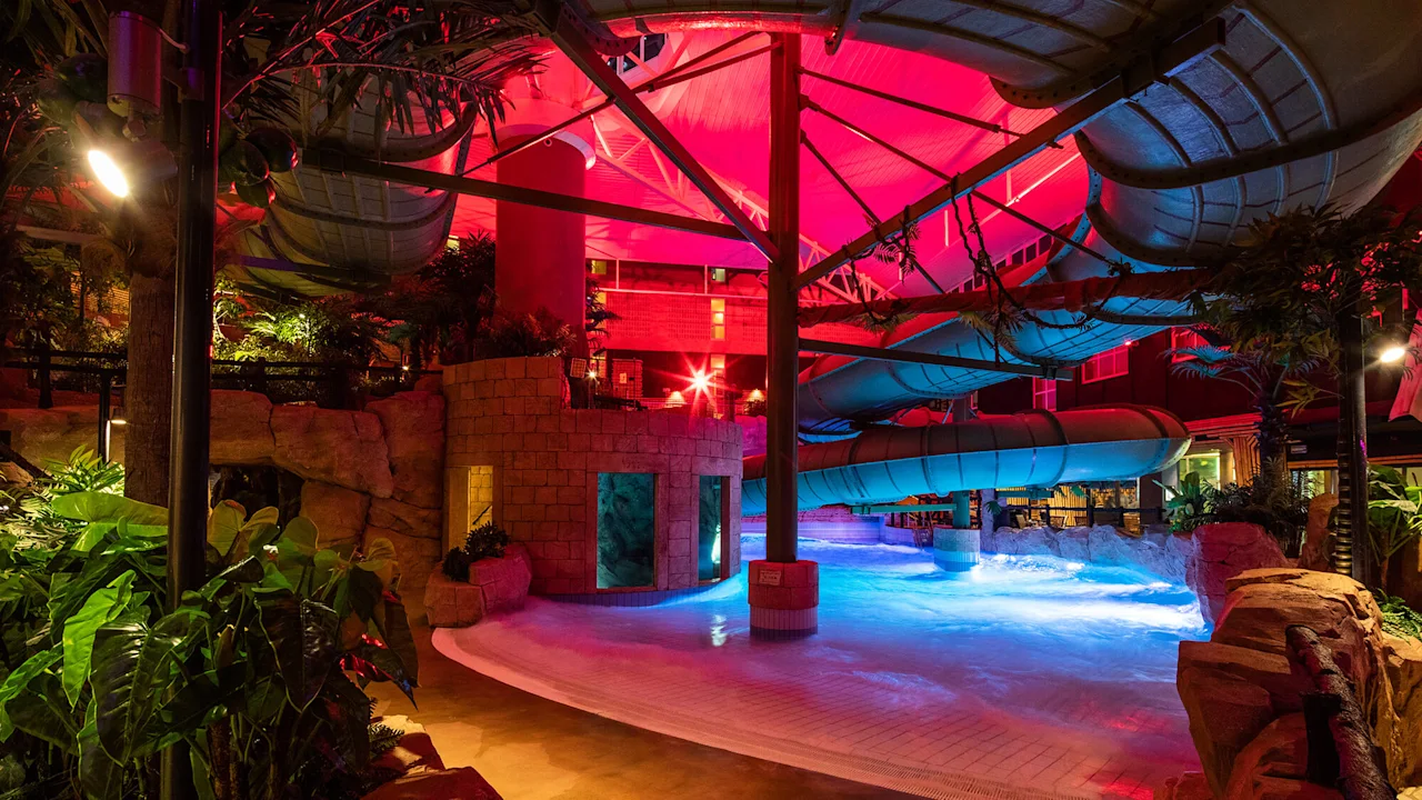 Quality Hotel The Reef swimming pool with pink light