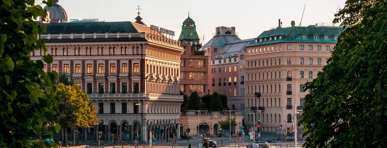 Stockholm city in sunlight.