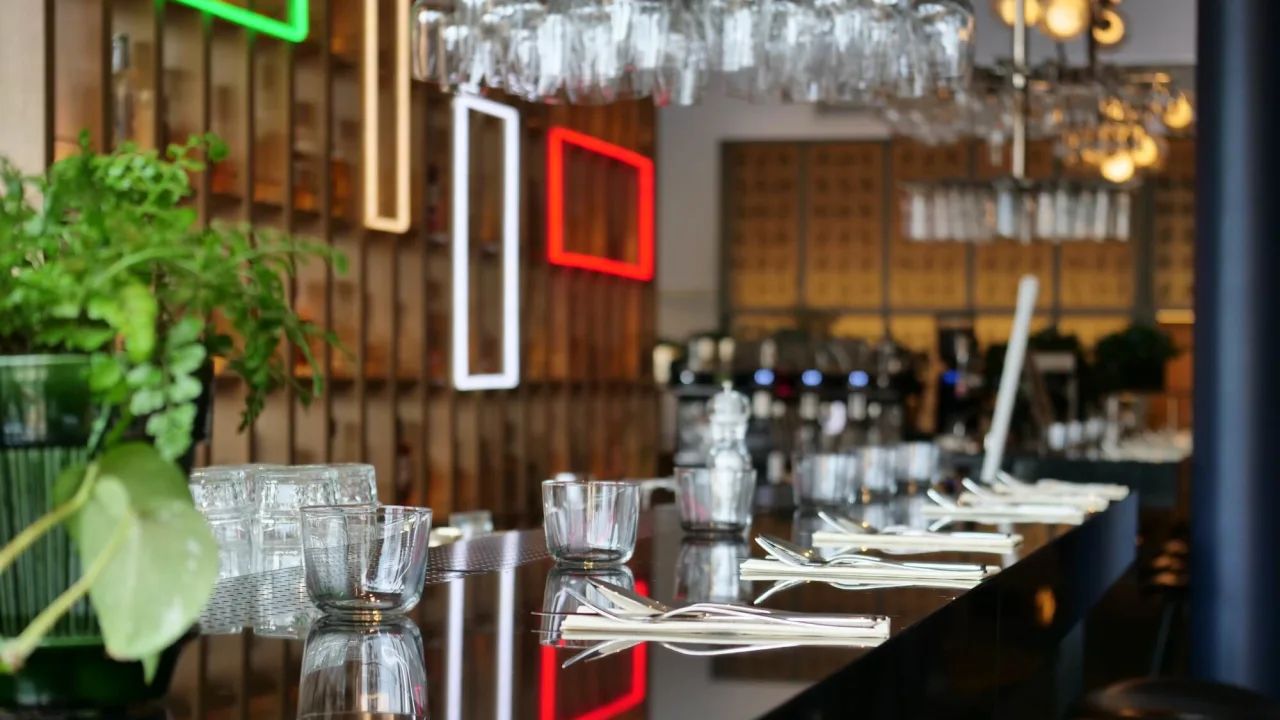 The interior of the restaurant at Clarion Hotel Sign in Stockholm.