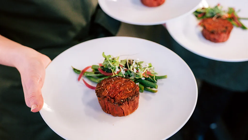 Plant-based beef marbles ready to be served.