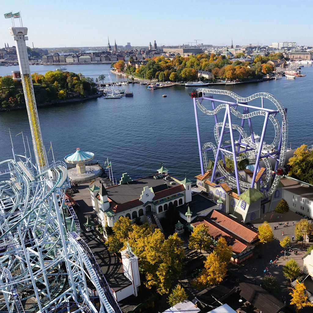 Bild över nöjespark Gröna Lund i Stockholm.