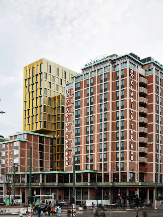 Front facade of Clarion Hotel The Hub