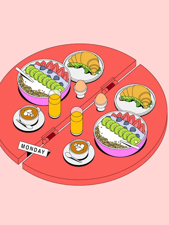 Illustration av ett bord med frukost.