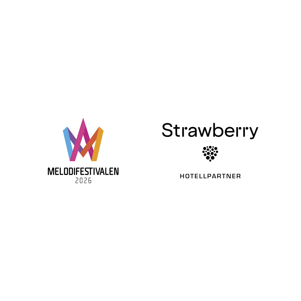 Logotyp för Melodifestivalen 2026 bredvid en hotellpartnerlogotyp med texten Hotellpartner.