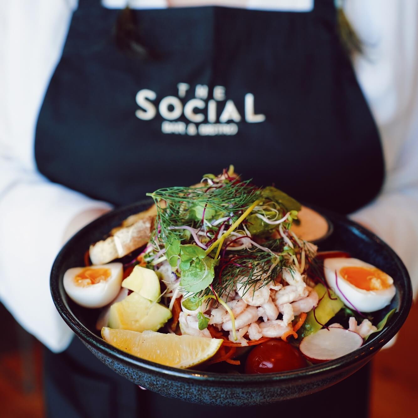 Shrimp sallad at restaurant The Social Bar & Bistro.