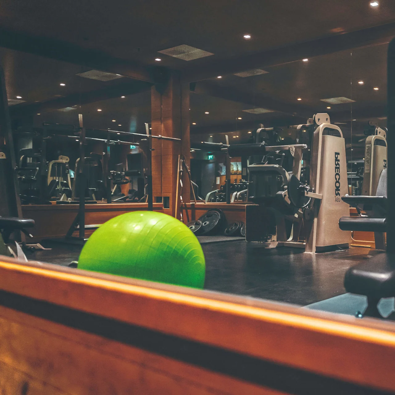 The gym with free weights and workout machines at Copperhill Mountain Lodge in Swedish Are. 