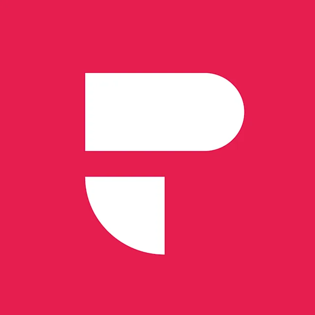A logo featuring a white "P" on a magenta background.
