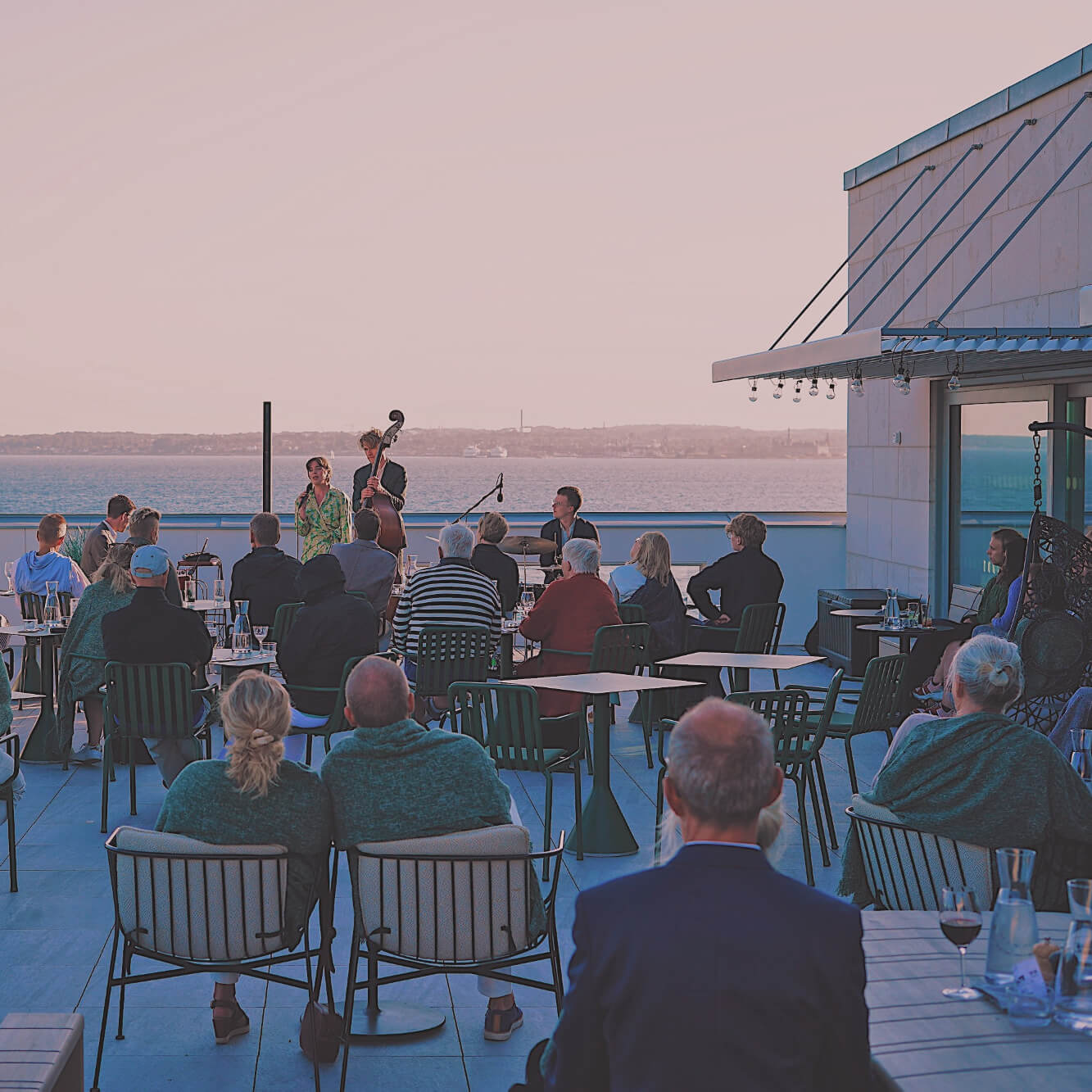 Music event at Rooftop Bar in Helsingborg with sea view. 
