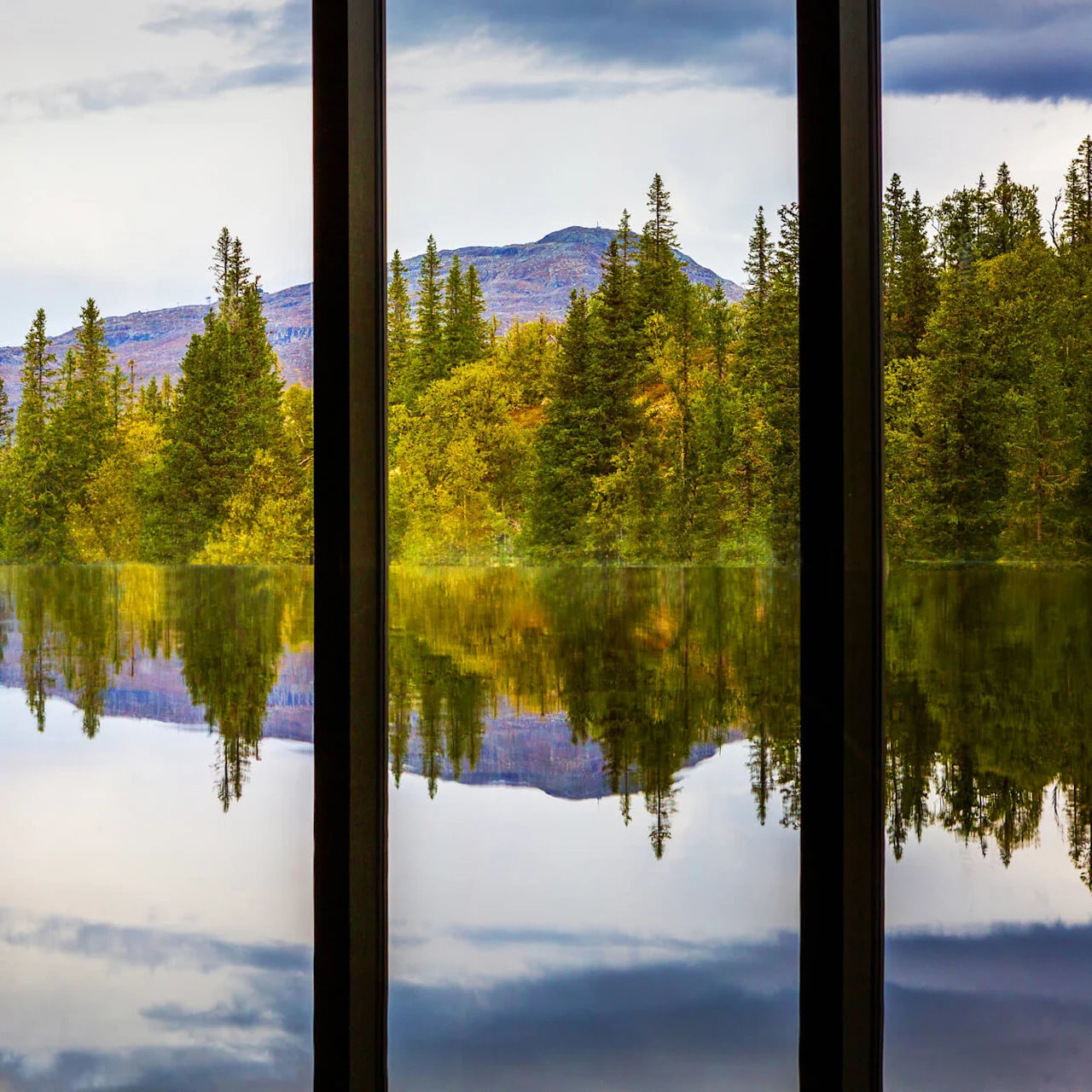 View from indoor pool at spa Copperhill Mountain Lodge in Åre.