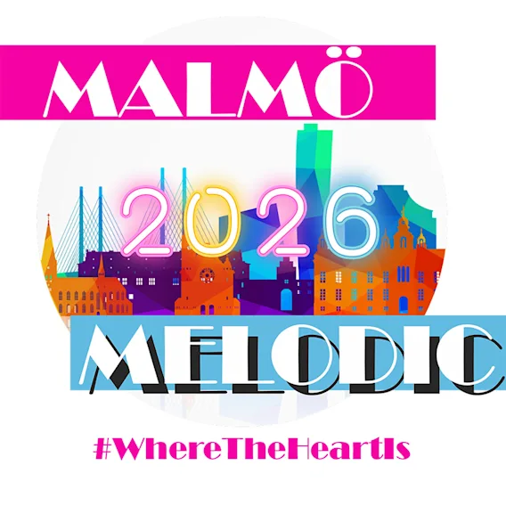 MALMO 2026 MELODIC event poster with a colorful cityscape and the tagline WhereTheHeartIs.