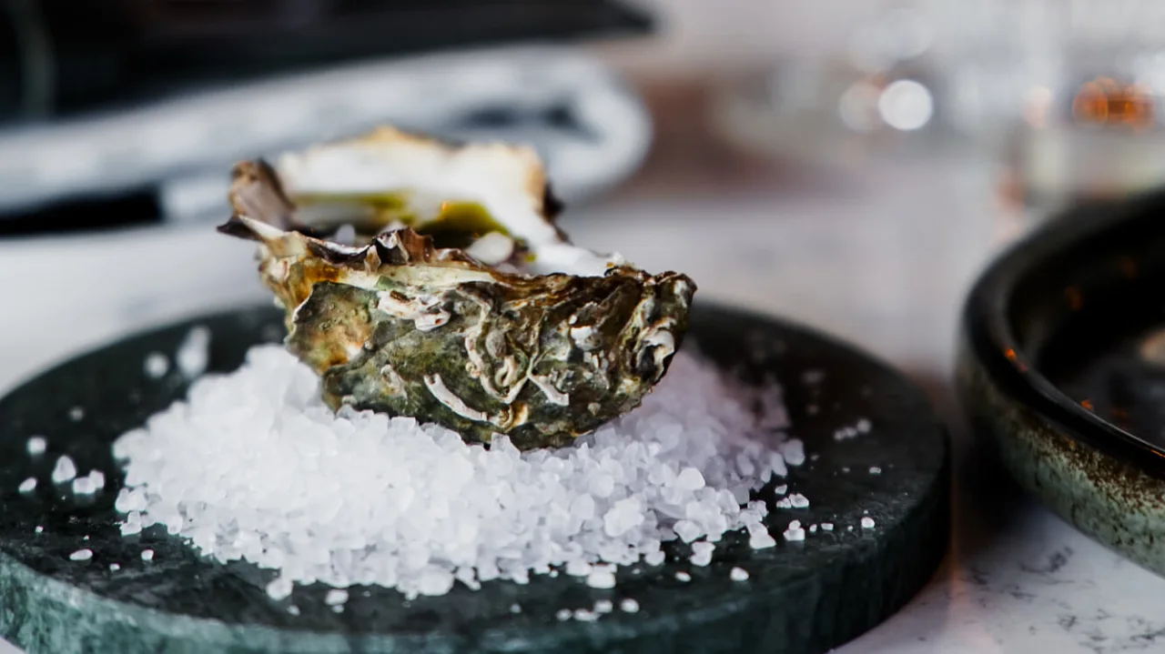 A fresh oyster at restaurant NÒR in Umeå.