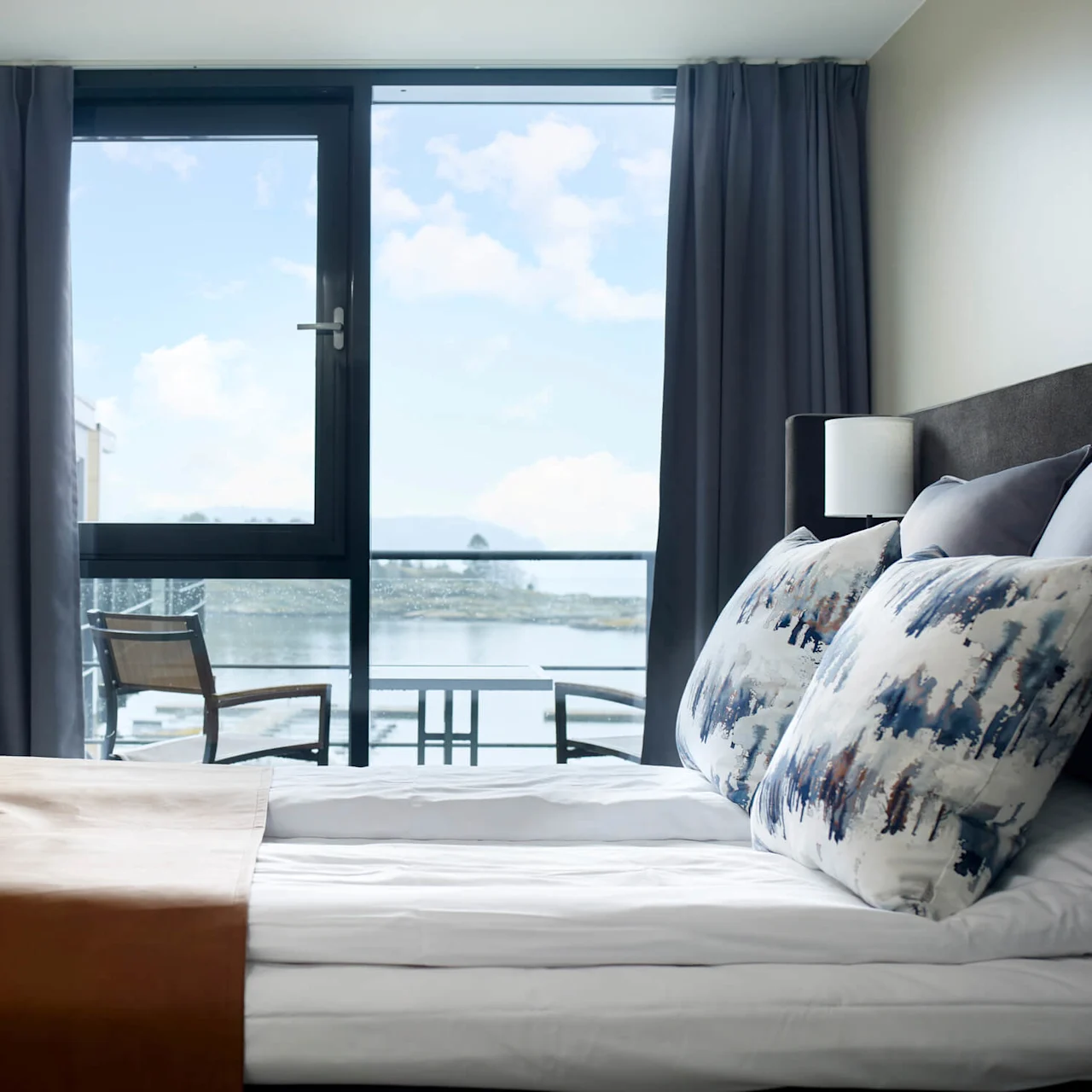 Hotel room with sea view at Son Spa in Oslo.