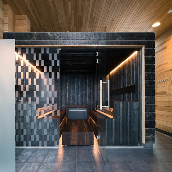 The sauna at Clarion Hotel Helsinki.