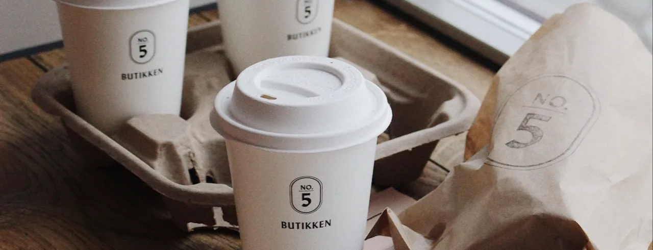 Coffee cups at Butikken in Ålesund.