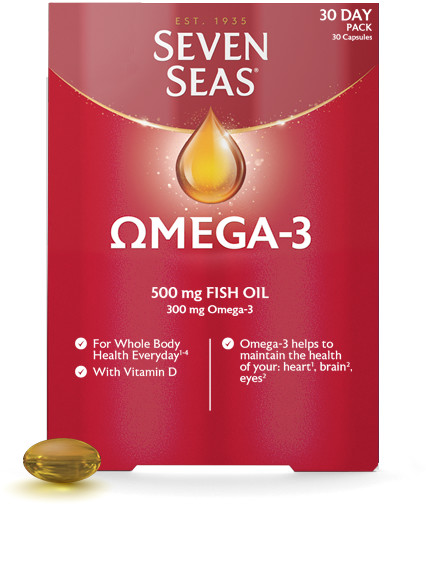 Seven Seas Omega-3 30ct Carton Blister 2D