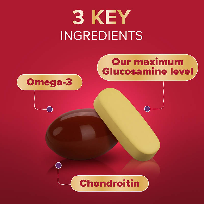 3 key ingredients: Omega-3, chondroitin, our maximum glucosamine level