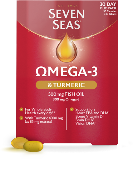 Omega 3 Turmeric Capsules and Tablets Seven Seas