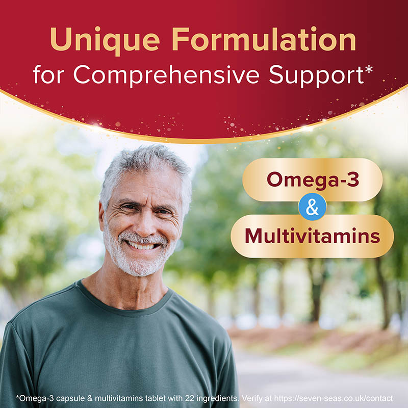 Unique formulation for comprehensive support: Omega-3 + multivitamins