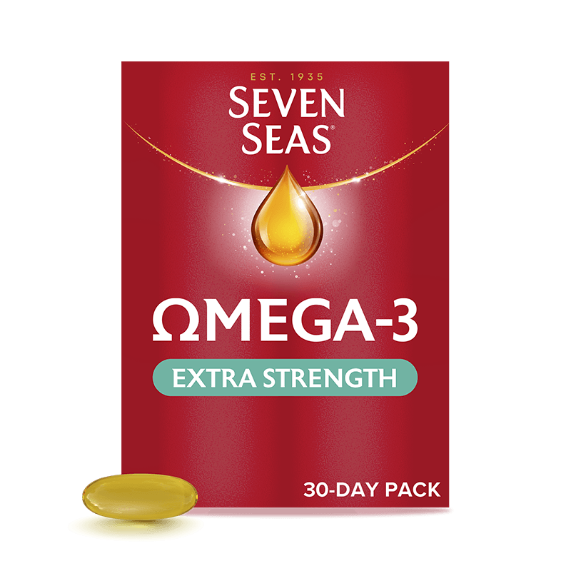 Seven Seas Omega-3 Extra Strength 30 packshot and capsule