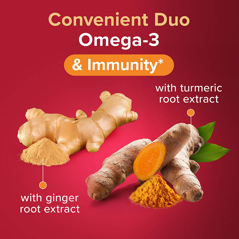 Convenient duo Omega-3 & Immunity with ginger root extract and turmeric root extract