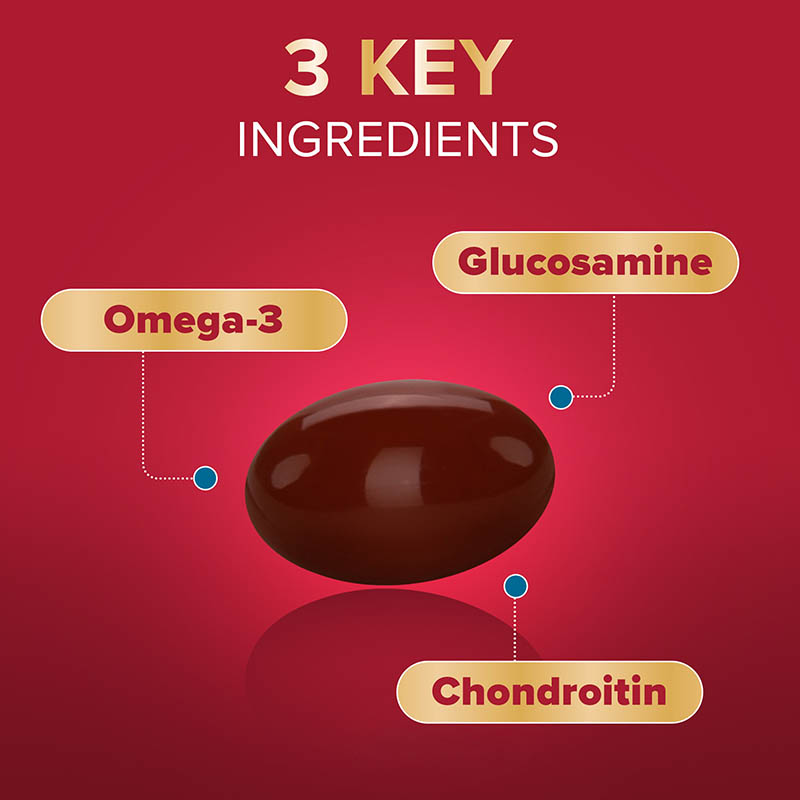3 key ingredients: Omega-3, chondroitin, glucosamine