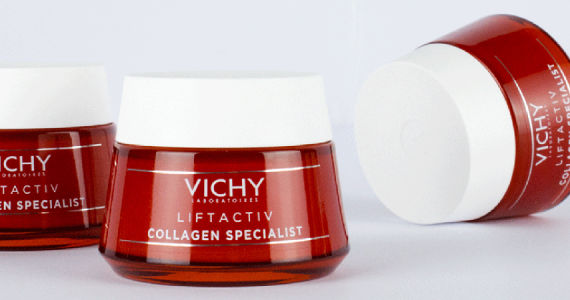 Tre burkar från Vichy med Liftactiv Collagen Specialist. 