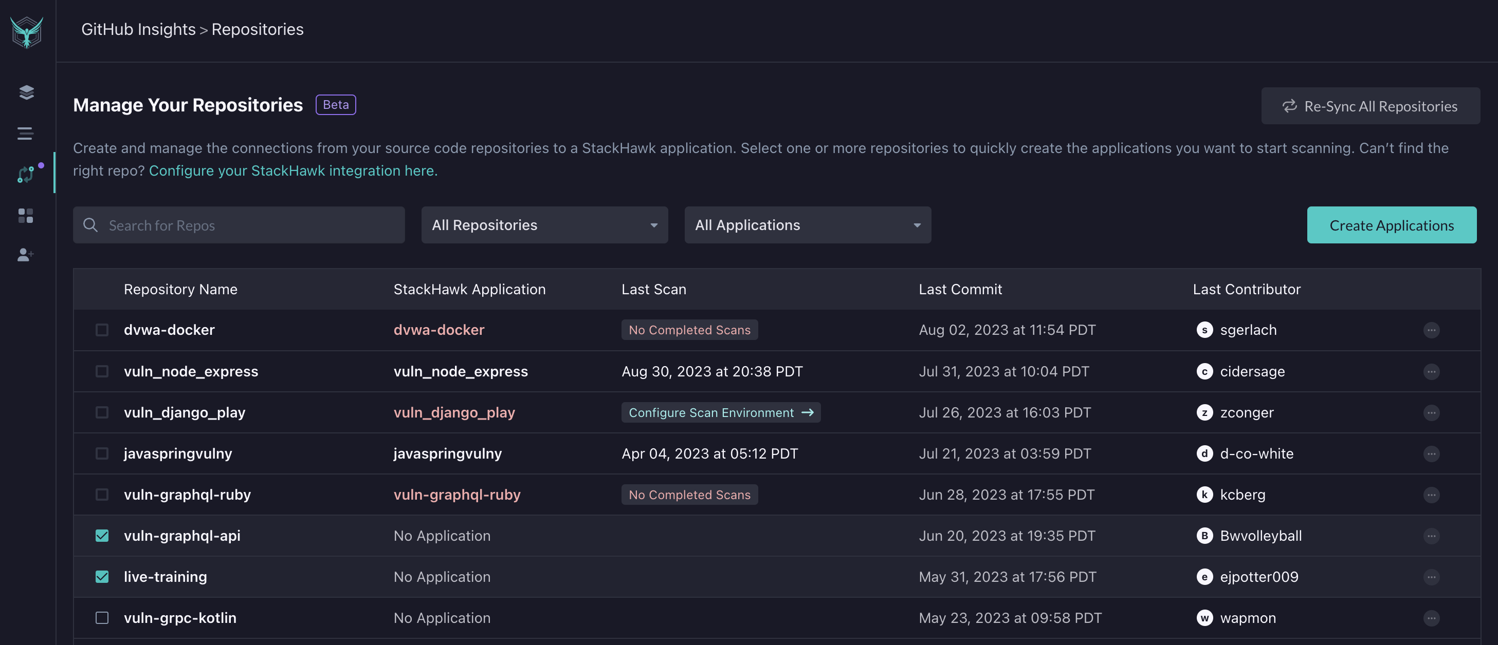 GitHub Insights Repositories Page image