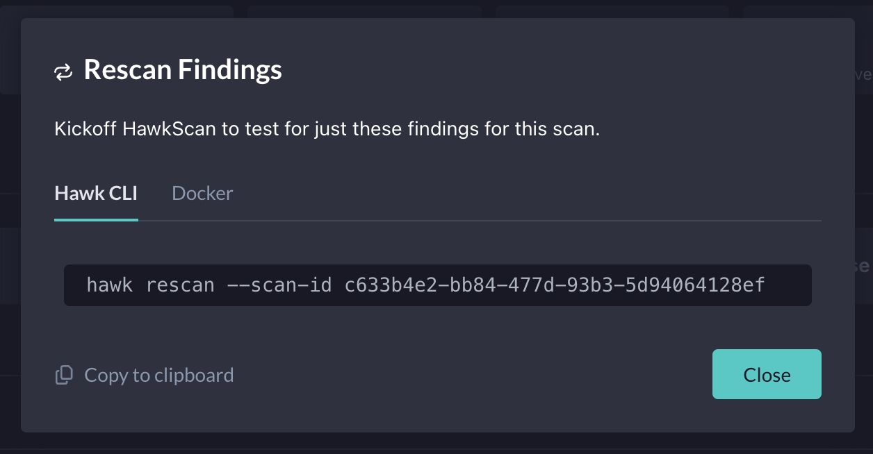 CLI command to rescan the finding locally image