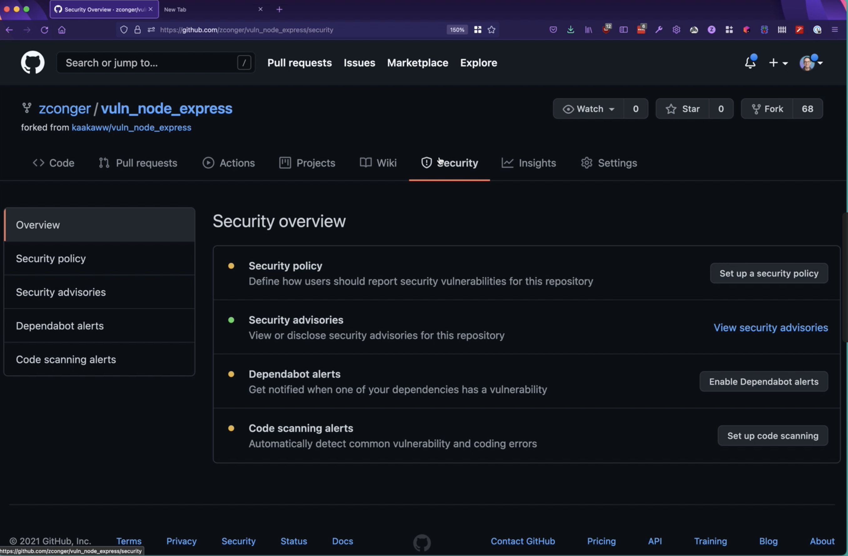 GitHub Code Scanning Security Overview image