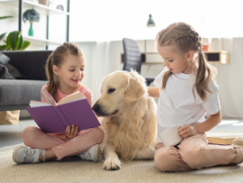 kids reading to dog