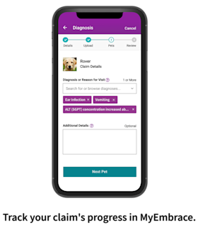 tracking a claim's progress on an iPhone through the Embrace website portal