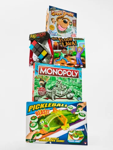 Assortment of board games like monopoly, soggy doggy and 