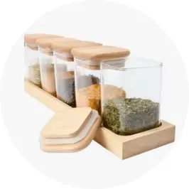 Set of 6 Square Spice Jars with 