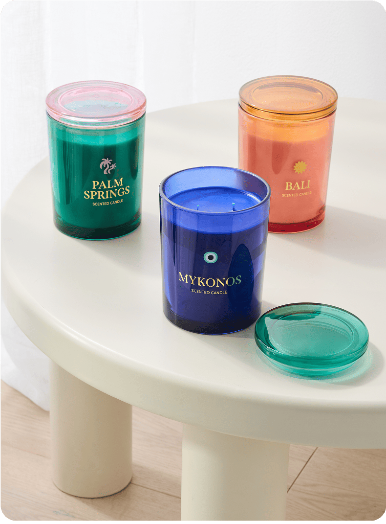Assortment of floral scented candles