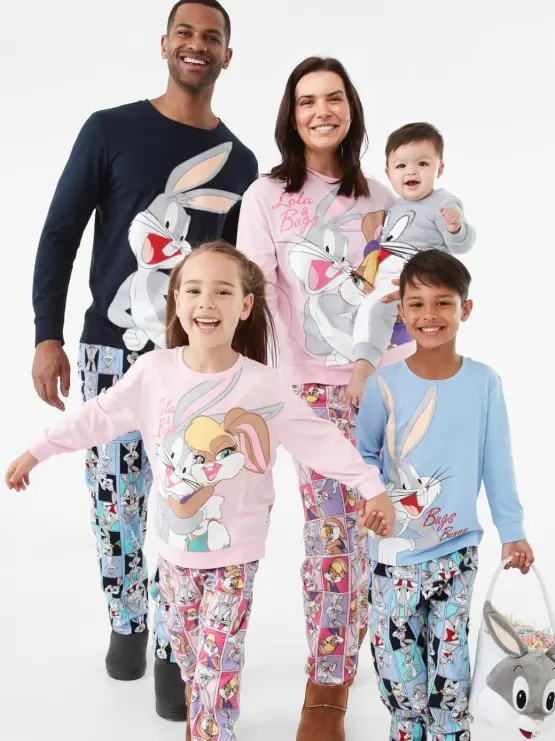 family matching bugs bunny themed pj 