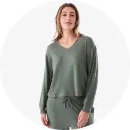 Womens Green Brushed Rib Reversible
