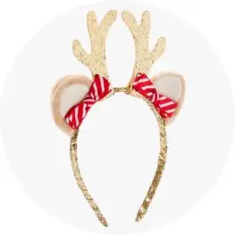 Christmas Reindeer Headband - Red, White, Brown and Gold 