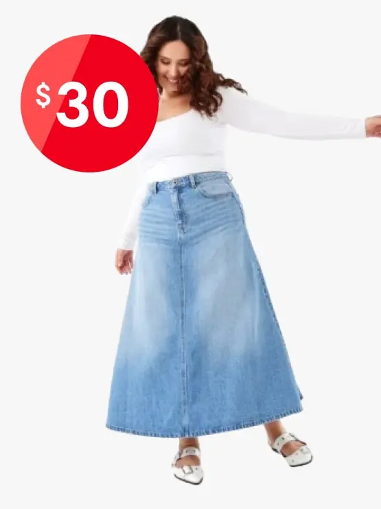 Denim A-Line Maxi Skirt