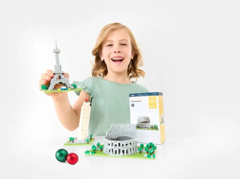 Kid Playing with Mini Blocks Building Series Playset - Assorted