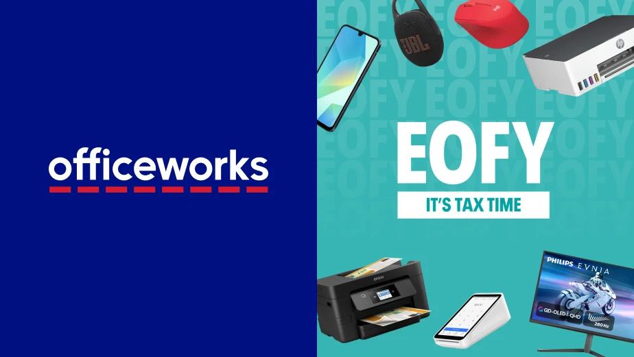 Officeworks EOFY 2026 half banner