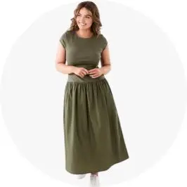 Short Sleeve Drop Waist Midi D