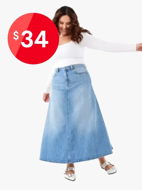 Denim A-Line Maxi Skirt