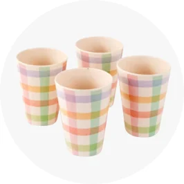 Set of 4 Check Tumblers For Outdoor Di